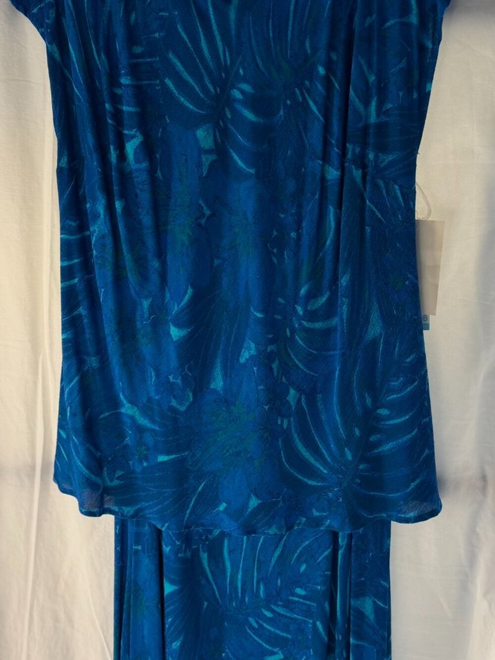 NWT Jessica Howard 2-Piece Blue Tropical Print Skirt Set | Women’s Petite 16